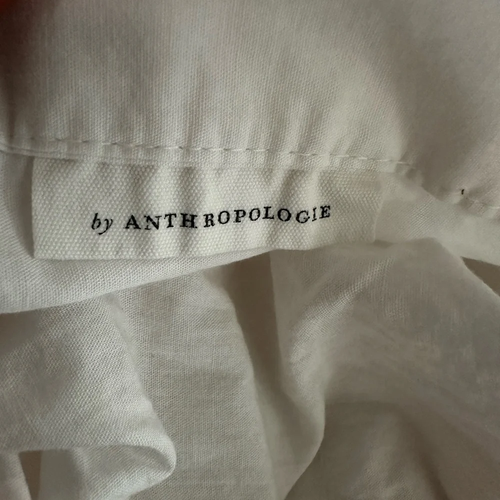 Anthropologie Embroidered Floral Cream Duvet Buttons DVTSU2258A Queen 2